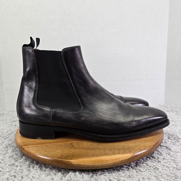 Saks Fifth Avenue by Magnanni Gray Smooth Leather Casual Chelsea Boot Mens 12 M - Picture 4 of 16